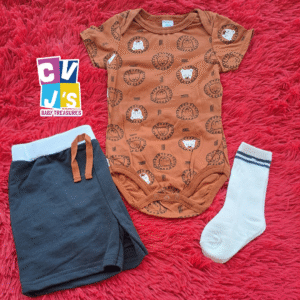 Boys 3 Piece Onesie Short Set