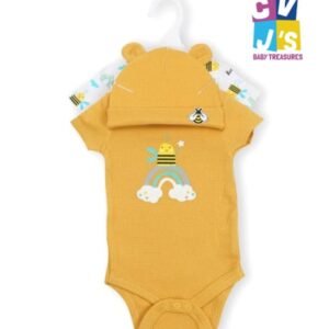 3 Piece Set Girls' Honey Bee Onesies & Hat Set