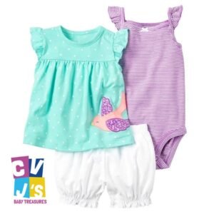 3 Piece Girl's Set - Top, Knickers and Onesie Set